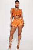 High Waist Ripped Holes Fringed Denim Shorts YD-8697