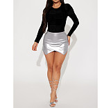 XS Solid Color Stretch Bronzed Zipper Cross Shorts ASL-6658