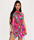 Abstract Printing Sleeveless Pleated Mini Dresses YD-8698