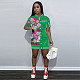 Short Sleeve Single Breasted Printed Summer Dress IV-8384
