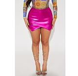 XS Solid Color Stretch Bronzed Zipper Cross Shorts ASL-6658