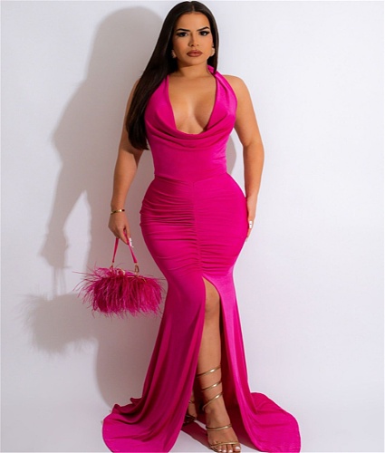 Low Cut Halter Backless Bodycon Evening Dresses SHA-80002