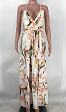 Sexy Floral Print Spaghetti Strap Backless Maxi Dress XMY-9400