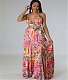 Sexy Floral Print Spaghetti Strap Backless Maxi Dress XMY-9400