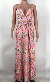 Sexy Floral Print Spaghetti Strap Backless Maxi Dress XMY-9400