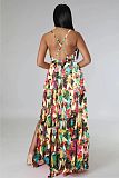 Sexy Floral Print Spaghetti Strap Backless Maxi Dress XMY-9400