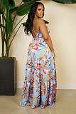 Sexy Floral Print Spaghetti Strap Backless Maxi Dress XMY-9400