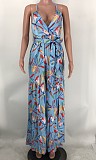 Sexy Floral Print Spaghetti Strap Backless Maxi Dress XMY-9400