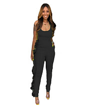 Tassel Side Sleeveless One Pieces Black Jumpsuit DAI-8417