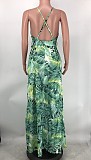 Sexy Floral Print Spaghetti Strap Backless Maxi Dress XMY-9400