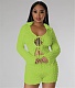 Solid Color Long Sleeve Lace Up Shirt Shorts Outfits YD-8686