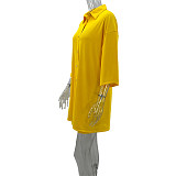 Loose Turn Down Collar Shirts Top Shorts Two Piece Set RS-9908