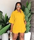 Loose Turn Down Collar Shirts Top Shorts Two Piece Set RS-9908
