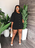 Loose Turn Down Collar Shirts Top Shorts Two Piece Set RS-9908