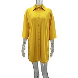 Loose Turn Down Collar Shirts Top Shorts Two Piece Set RS-9908
