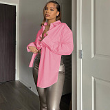 Long Sleeve Open Back Lace Up Shirt Tops GLS-10121
