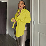 Long Sleeve Open Back Lace Up Shirt Tops GLS-10121