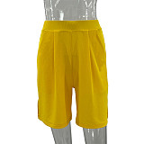 Loose Turn Down Collar Shirts Top Shorts Two Piece Set RS-9908