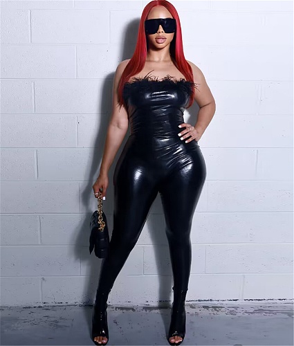 Sexy Feather Strapless Bodycon Black Jumpsuits YNS-1892