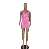 PU Leather Sleeveless Sexy Bodycon Dresses FE-267