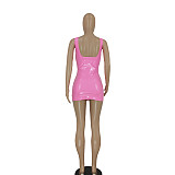 PU Leather Sleeveless Sexy Bodycon Dresses FE-267