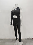 Sexy Single Shoulder Hollow Out One Piece Jumpsuits HX-1171