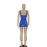 PU Leather Sleeveless Sexy Bodycon Dresses FE-267