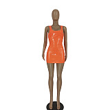PU Leather Sleeveless Sexy Bodycon Dresses FE-267