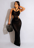 Knitting Cut Out Halter Backless High Slit Beach Dress ZS-0254