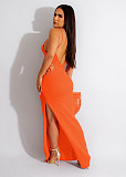 Knitting Cut Out Halter Backless High Slit Beach Dress ZS-0254
