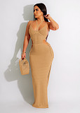 Knitting Cut Out Halter Backless High Slit Beach Dress ZS-0254