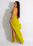 Knitting Cut Out Halter Backless High Slit Beach Dress ZS-0254