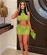 Hipster Knit Hooded Sleeveless Crop Tops Skirts Set MDF-5365