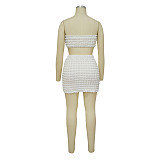 Sexy Strapless Bra Crop Tops Mini Skirt 2 Piece Sets YF-10466