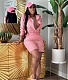 Striped Long Sleeve Shirt Tops Two Piece Short Sets HMS-5570