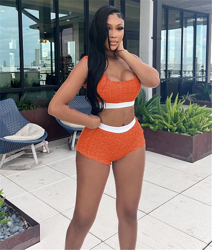 Fitness Vest Crop Tops Jogger Shorts Two Piece Set JH-330