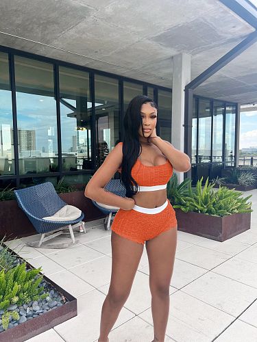 Fitness Vest Crop Tops Jogger Shorts Two Piece Set JH-330