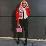 Patchwork Print Single breasted Baseball Bomber Jackets MDF-5363