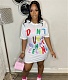 Letter Print Short Sleeve O Neck T-shirt Dresses SFY-2309