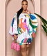 Loose Printing Slash Neck Bat Sleeve Short Dresses OD-8545