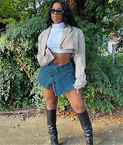 Chic Streetwear High Waist Single-breasted Denim Skirt MEM-88481