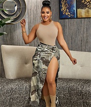 Streetwear Camo Print High Sit Summer Cargo Skirts SH-390451