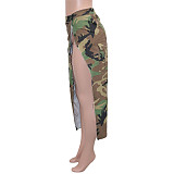 Streetwear Camo Print High Sit Summer Cargo Skirts SH-390451