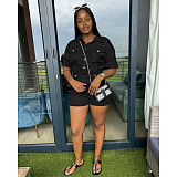 Cargo Style Short Sleeve Button Down Rompers DD-88202