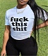 Letter Print Short Sleeve Plus Size T-shirt Tops DN-8008F12