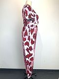 Snake Skin Print Short Sleeve T Shirt Pants Two Piece Set WDS-220213