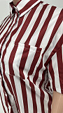 Striped Print Turn Down Collar Shirt Shorts Outfits WSY-5963