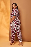 Snake Skin Print Short Sleeve T Shirt Pants Two Piece Set WDS-220213