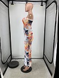 Sexy Patchwork Print Strapless Bodycon Maxi Dresses YH-5292