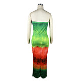 Digital Printing Sexy Strapless Bodycon Maxi Dresses TE-4624